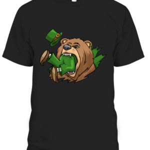 Bear Eating Leprechaun St Patricks Day Unisex T Shirt